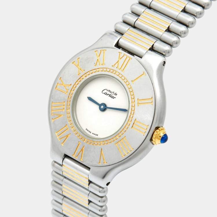 Pre Owned Cartier White Stainless Steel Must De Cartier Women's Wristwatch 31 mm