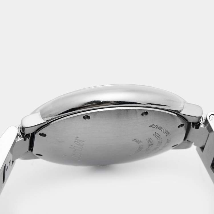 Pre Owned Cartier Silver Diamond Stainless Steel Ballon Bleu WE902075 Women's Wristwatch 36 mm