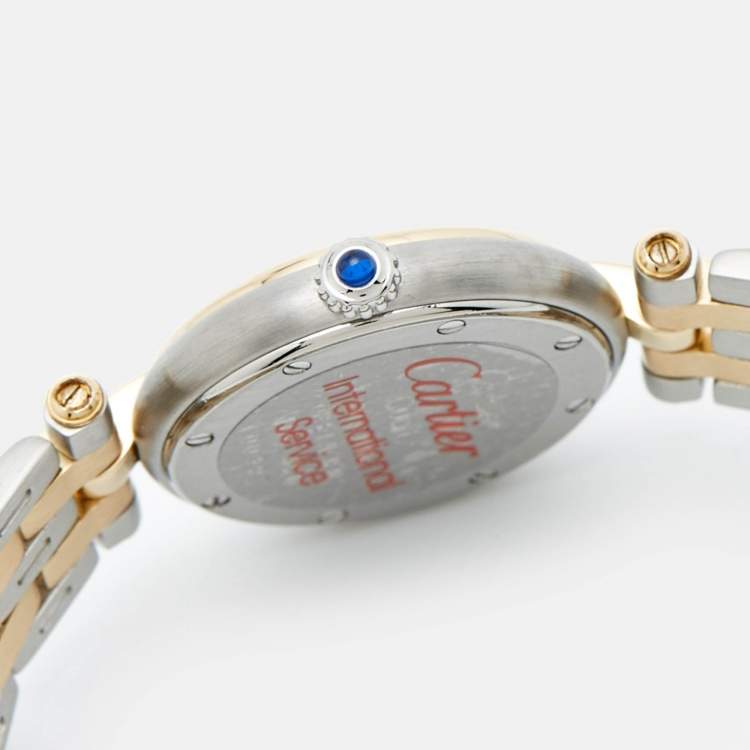 مملوكة مسبقًا Cartier Silver 18K Yellow Gold And Stainless Steel Panthère Cougar 1057920 Women's Wristwatch 24 mm