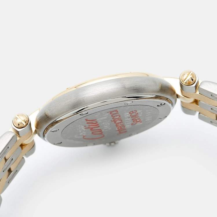 مملوكة مسبقًا Cartier Silver 18K Yellow Gold And Stainless Steel Panthère Cougar 1057920 Women's Wristwatch 24 mm
