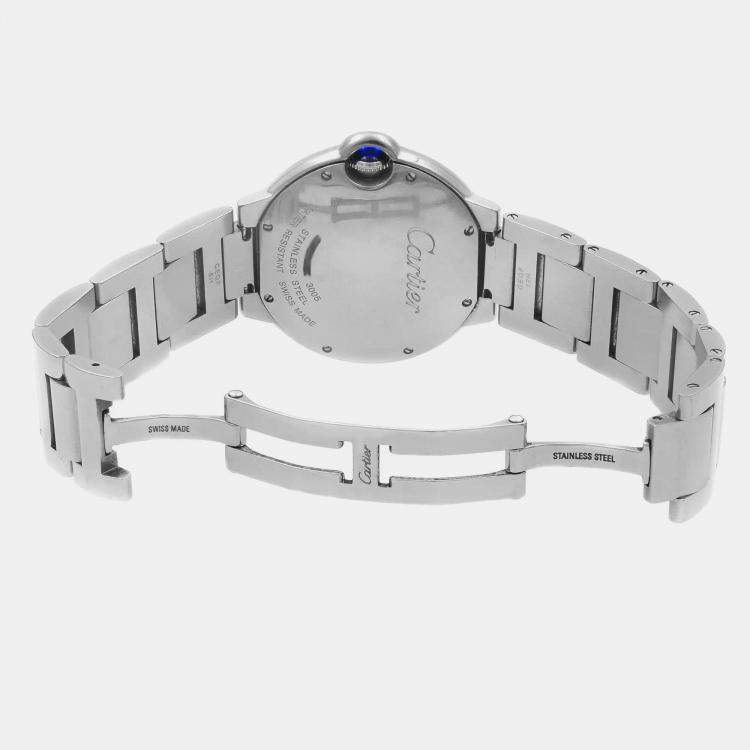 Pre Owned Cartier Silver Stainless Steel Ballon Bleu W69011Z4 Quartz Men's Wristwatch 36 mm
