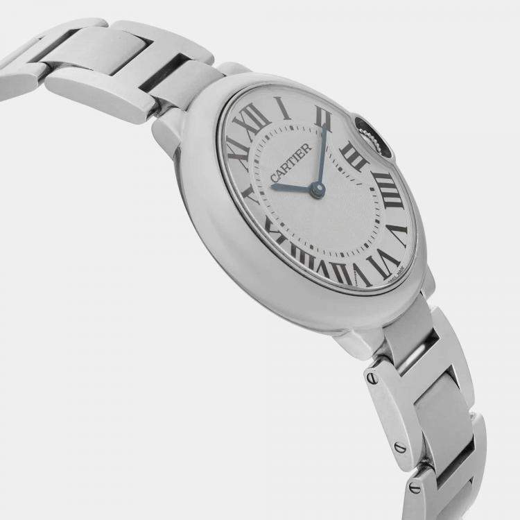 Pre Owned Cartier Silver Stainless Steel Ballon Bleu W69011Z4 Quartz Men's Wristwatch 36 mm
