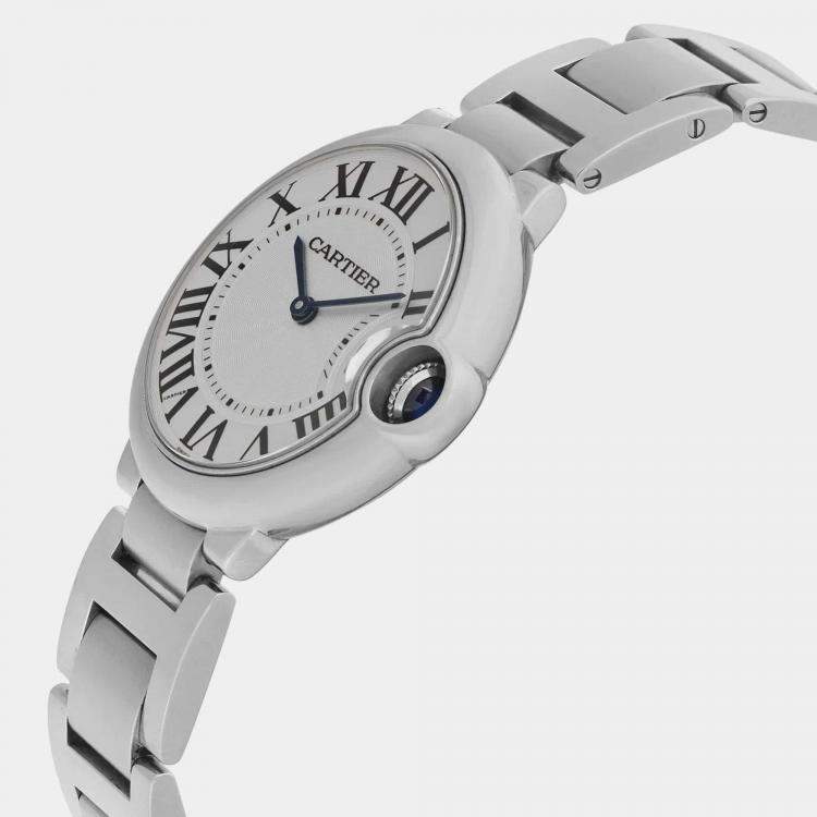 Pre Owned Cartier Silver Stainless Steel Ballon Bleu W69011Z4 Quartz Men's Wristwatch 36 mm