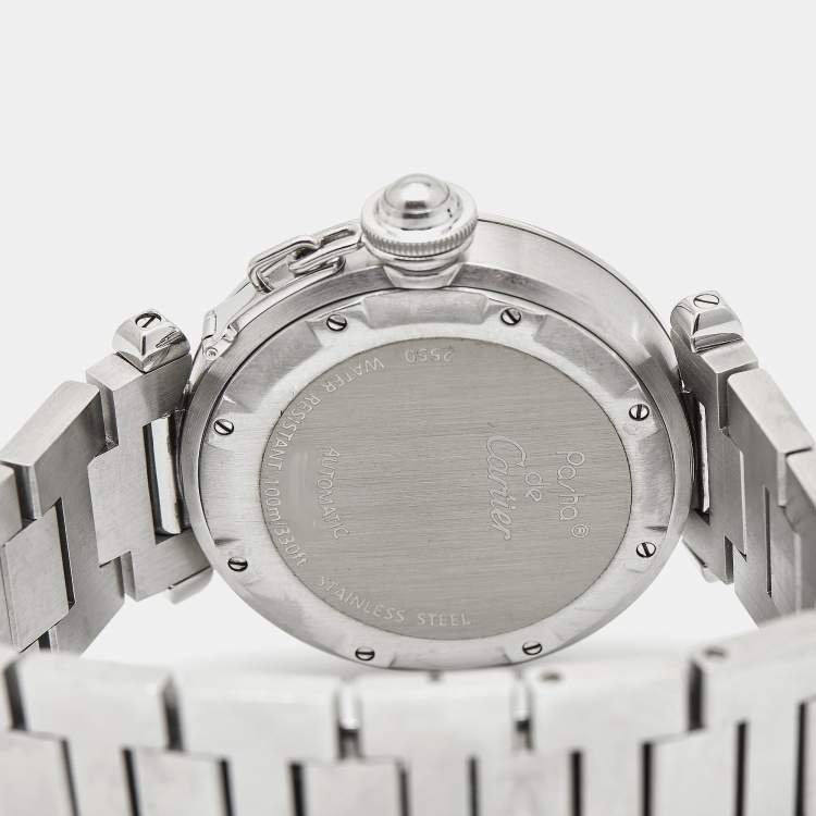 Pre Owned Cartier Black Stainless Steel Pasha De Cartier W31049M7 Unisex Wristwatch 35 mm