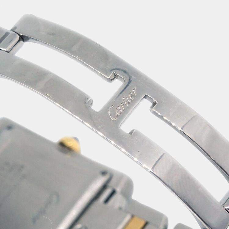 Pre Owned Cartier Beige Stainless Steel Tank Francaise W51005Q4 Quartz Women's Wristwatch 27 mm