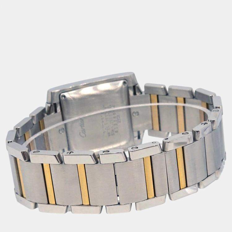 Pre Owned Cartier Beige Stainless Steel Tank Francaise W51005Q4 Quartz Women's Wristwatch 27 mm