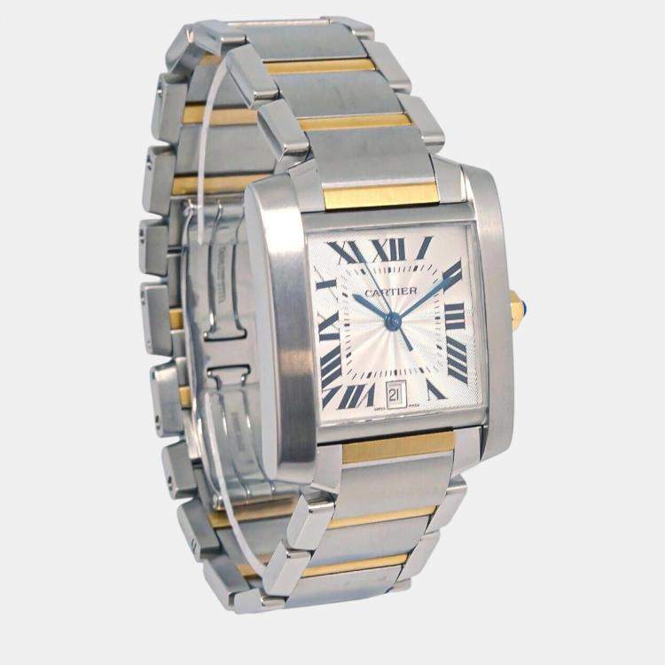 Pre Owned Cartier Beige Stainless Steel Tank Francaise W51005Q4 Quartz Women's Wristwatch 27 mm