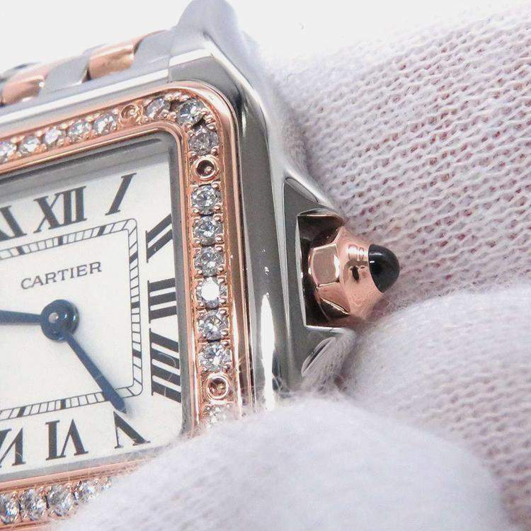 Pre Owned Cartier Silver 18k Rose Gold Stainless Steel Panthere De Cartier Quartz Women's Wristwatch 22 mm