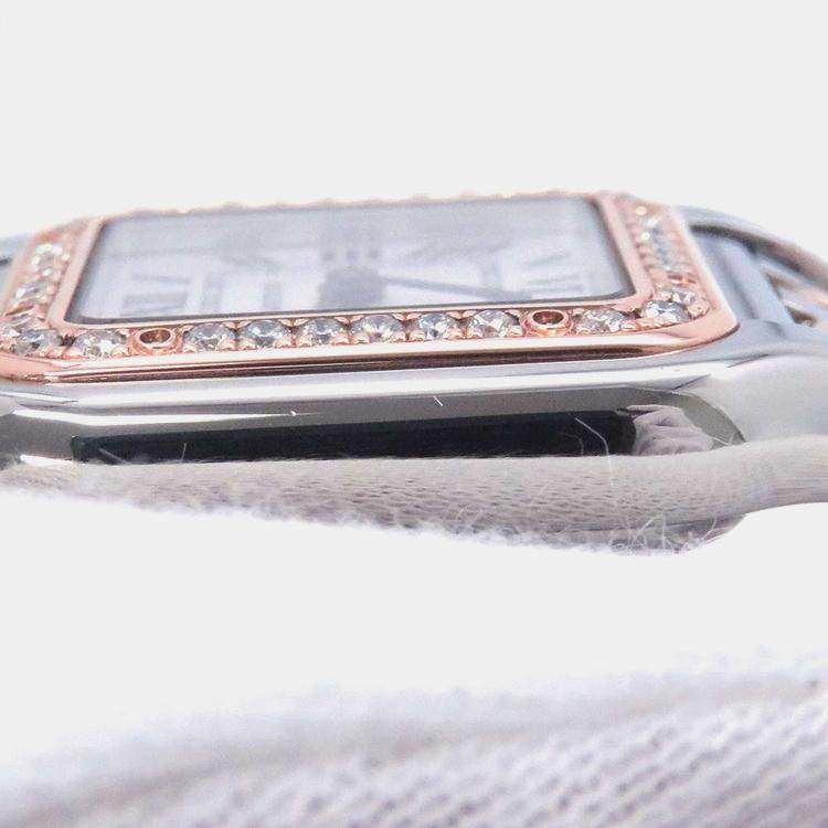 Pre Owned Cartier Silver 18k Rose Gold Stainless Steel Panthere De Cartier Quartz Women's Wristwatch 22 mm