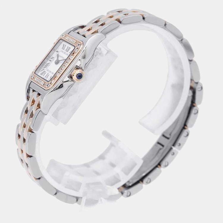 Pre Owned Cartier Silver 18k Rose Gold Stainless Steel Panthere De Cartier Quartz Women's Wristwatch 22 mm