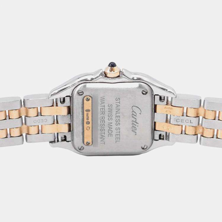 Pre Owned Cartier Silver 18k Rose Gold Stainless Steel Panthere De Cartier Quartz Women's Wristwatch 22 mm
