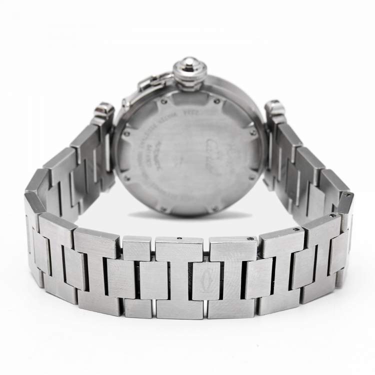 Pre Owned Cartier Black Stainless Steel Pasha De Cartier W31049M7 Unisex Wristwatch 35 mm