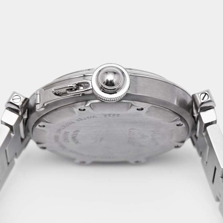 Pre Owned Cartier Black Stainless Steel Pasha De Cartier W31049M7 Unisex Wristwatch 35 mm