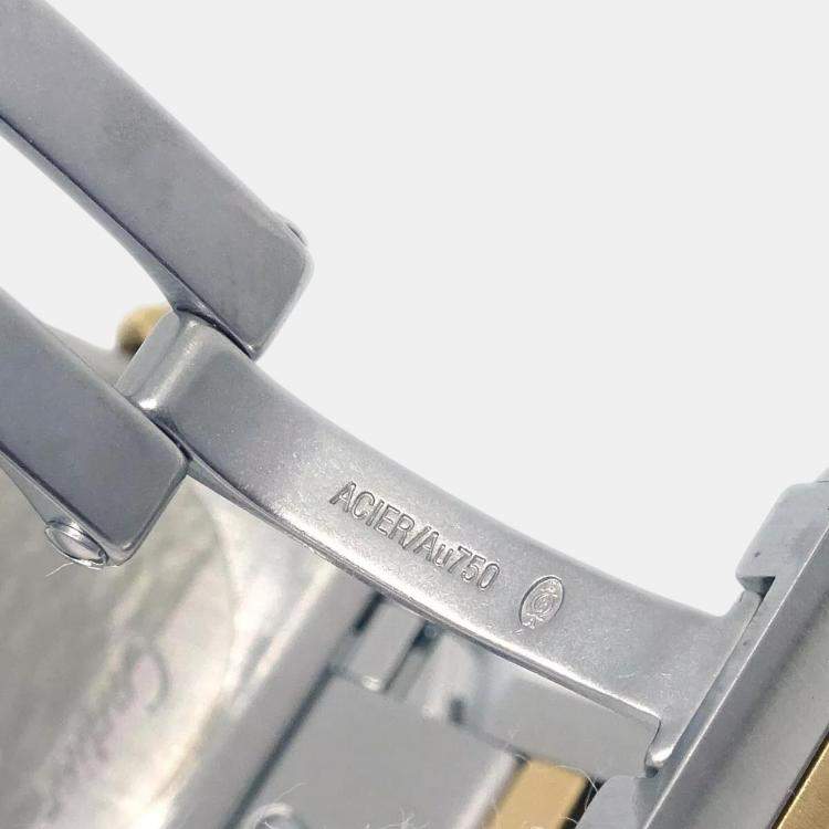 Pre Owned Cartier Silver 18k Yellow Gold Stainless Steel Tank Francaise 2302 Automatic Women's Wristwatch 27 mm