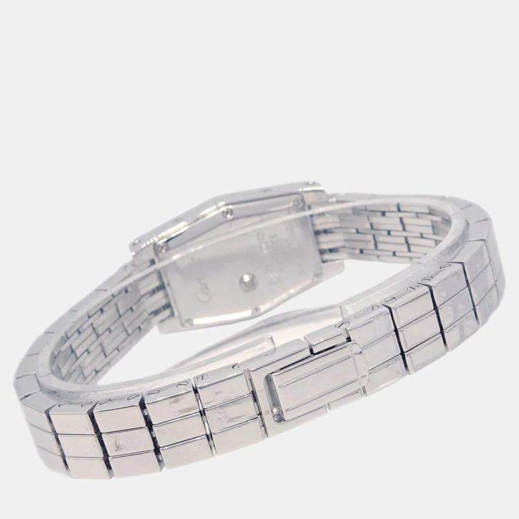 Pre Owned Cartier White Diamond 18k White Gold Lanieres 2560 Quartz Women's Wristwatch 18 mm