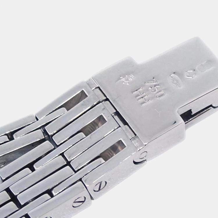 Pre Owned Cartier White Diamond 18k White Gold Lanieres 2560 Quartz Women's Wristwatch 18 mm