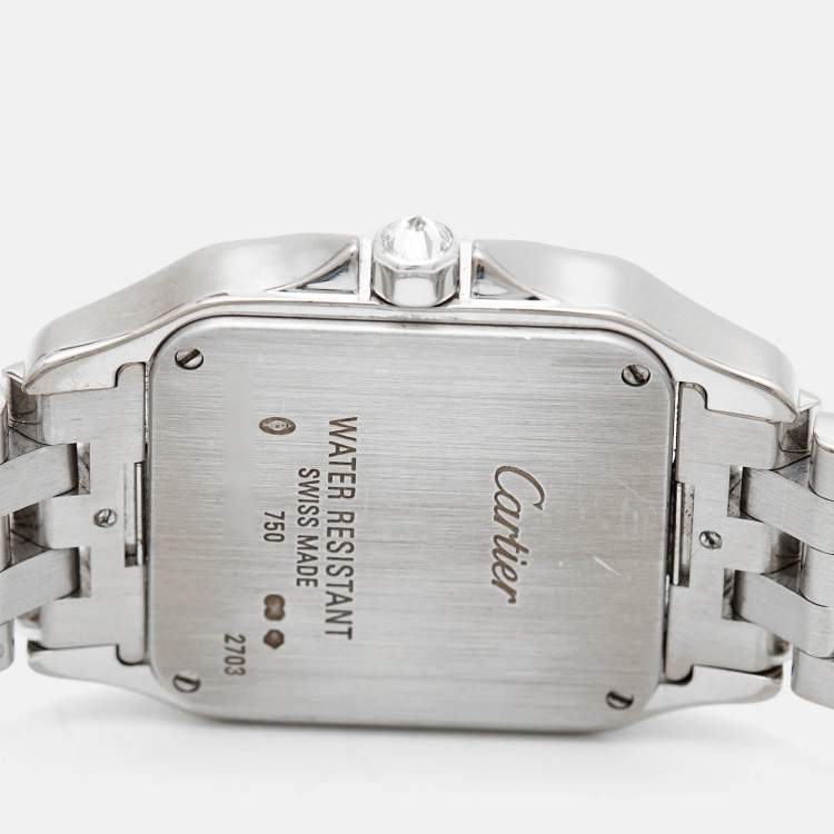 Pre Owned Cartier Silver 18k White Gold Diamond Santos Demoiselle WF9010YA Women's Wristwatch 26 mm