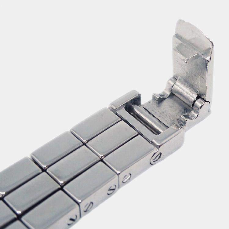 Pre Owned Cartier Silver 18k White Gold Diamond Laniere Tonneau WJ2005W3 Quartz Women's Wristwatch 18 mm