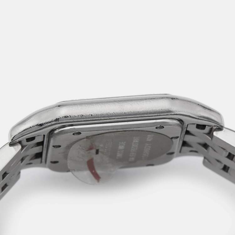 Pre Owned Cartier Silver Stainless Steel Diamond Panthere De Cartier W4PN0008 Women's Wristwatch 29 mm