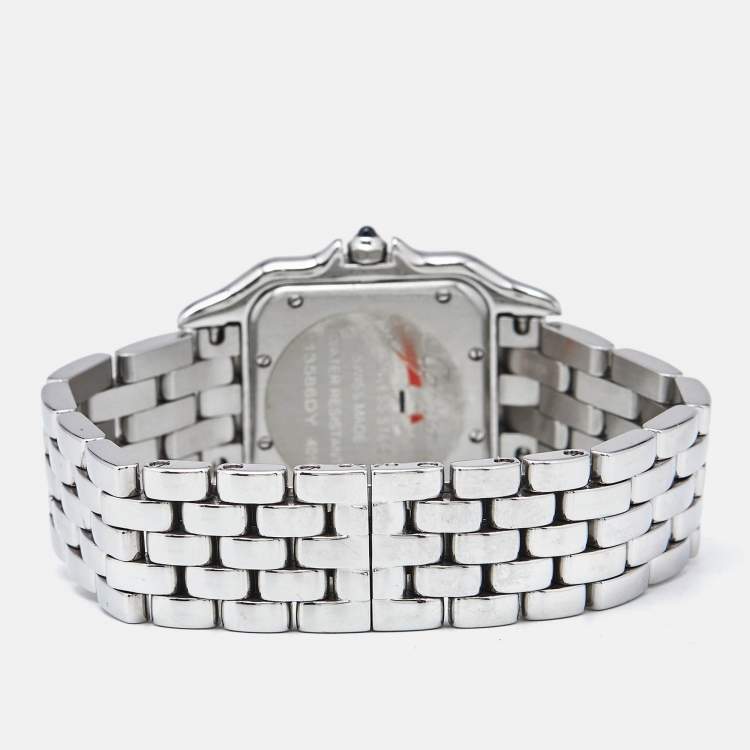 Pre Owned Cartier Silver Stainless Steel Diamond Panthere De Cartier W4PN0008 Women's Wristwatch 29 mm