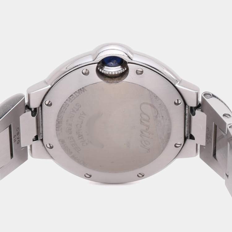 Pre Owned Cartier Pink Stainless Steel Blue Sapphire Ballon Bleu de Cartier W6920100 Women's Wristwatch 33mm