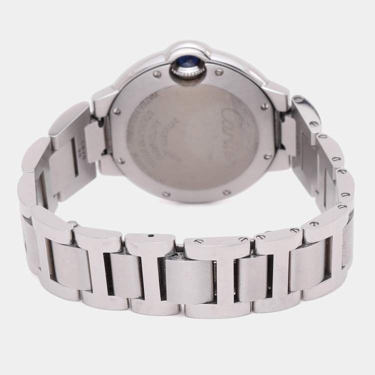 Pre Owned Cartier Pink Stainless Steel Blue Sapphire Ballon Bleu de Cartier W6920100 Women's Wristwatch 33mm