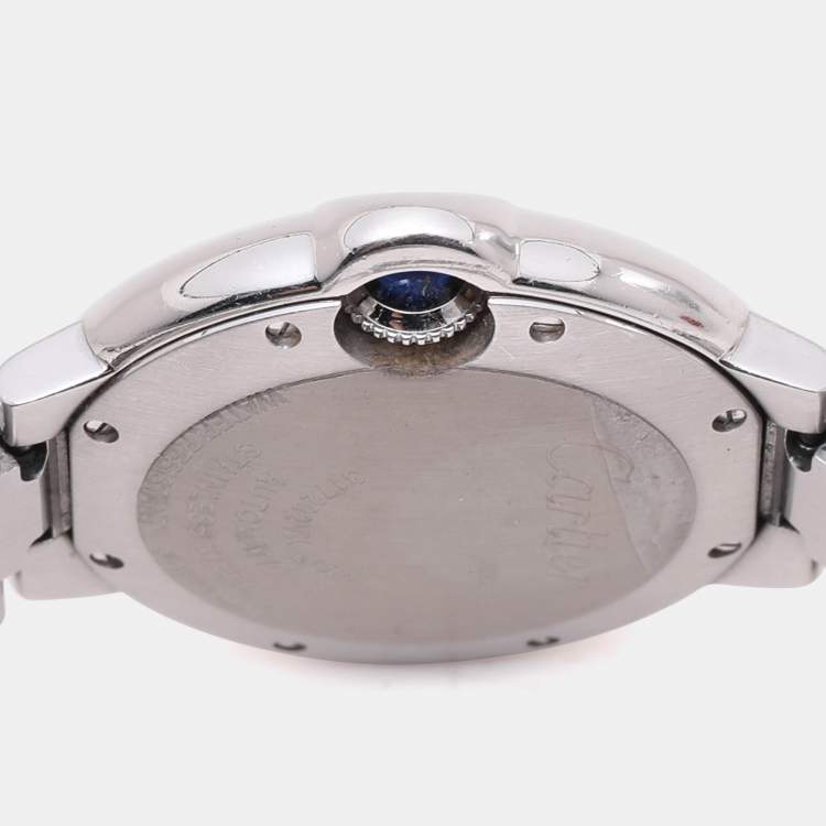 Pre Owned Cartier Pink Stainless Steel Blue Sapphire Ballon Bleu de Cartier W6920100 Women's Wristwatch 33mm