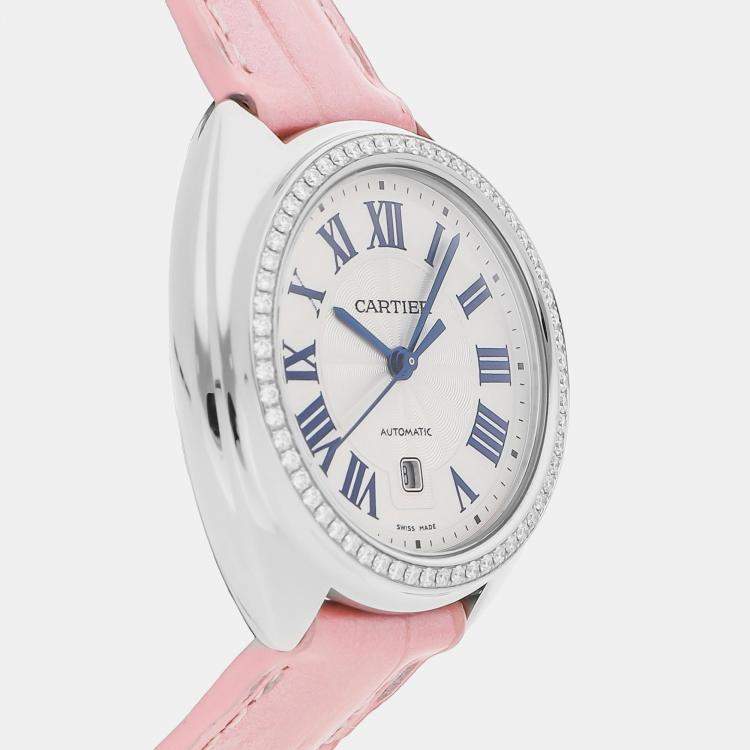 Pre Owned Cartier Cle De Cartier W4CL0005 Automatic Stainless Steel Silver Dial Women's Wristwatch 35mm
