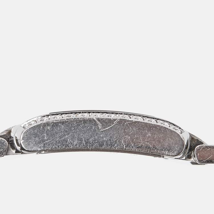 Pre Owned Cartier Silver Stainless Steel Diamond Tank Francaise 3217 Women's Wristwatch 20 mm