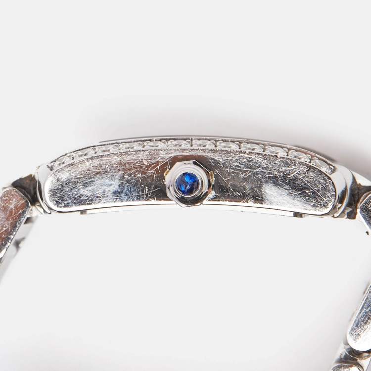 Pre Owned Cartier Silver Stainless Steel Diamond Tank Francaise 3217 Women's Wristwatch 20 mm