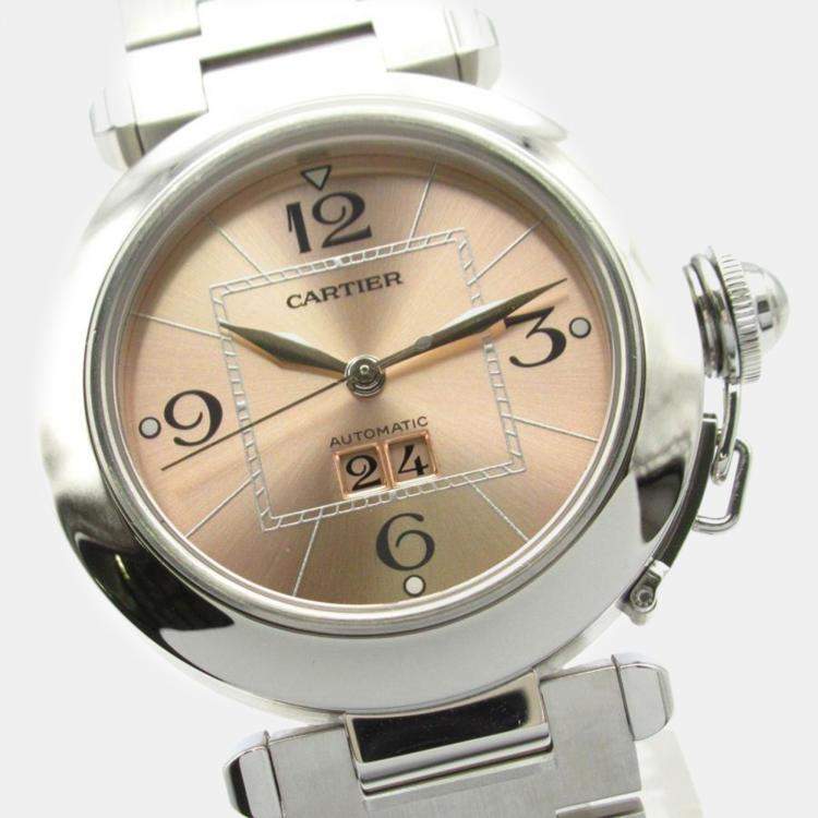 Pre Owned Cartier Pink Stainless Steel Pasha C W31058M7 Automatic Women's Wristwatch 35.5 mm