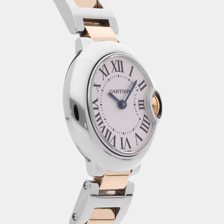 Pre Owned Cartier Ballon Bleu W69007Z3 Quartz Stainless Steel Silver Dial Women's Wristwatch 28mm
