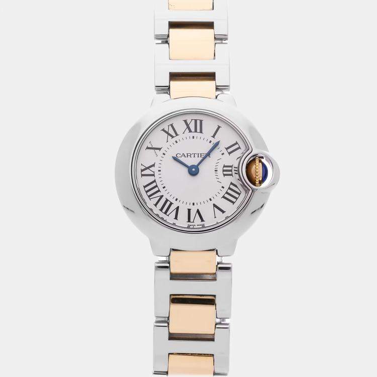Pre Owned Cartier Ballon Bleu W69007Z3 Quartz Stainless Steel Silver Dial Women's Wristwatch 28mm