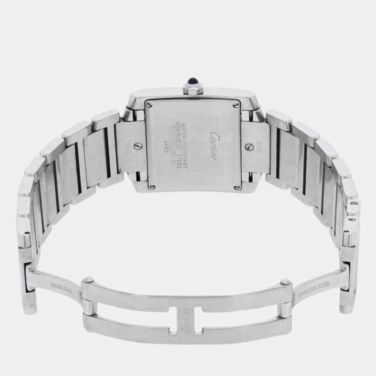 Pre Owned Cartier Silver Stainless Steel Tank Francaise W51011Q3 Quartz Women's Wristwatch 25 mm
