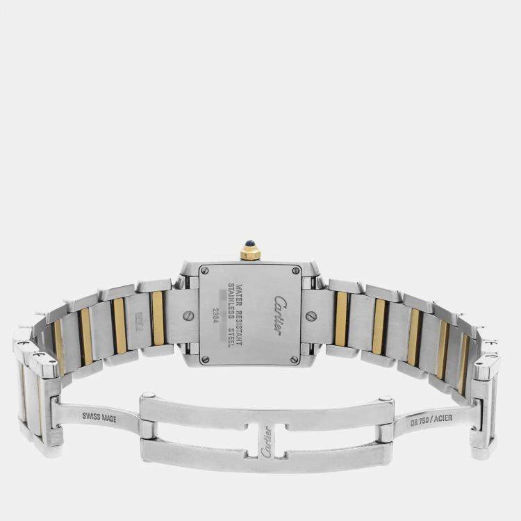 Pre Owned Cartier MOP 18K Rose Gold Stainless Steel Tank Francaise 2384 Quartz Women's Wristwatch 20 mm