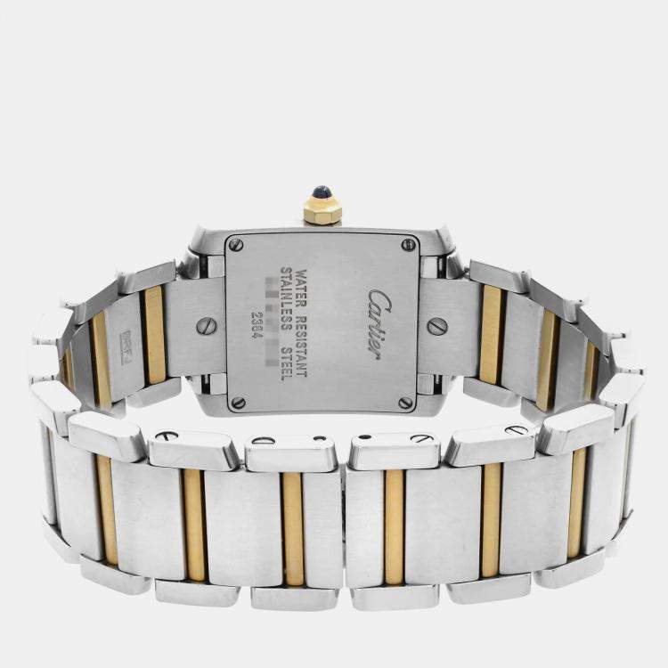 Pre Owned Cartier MOP 18K Rose Gold Stainless Steel Tank Francaise 2384 Quartz Women's Wristwatch 20 mm