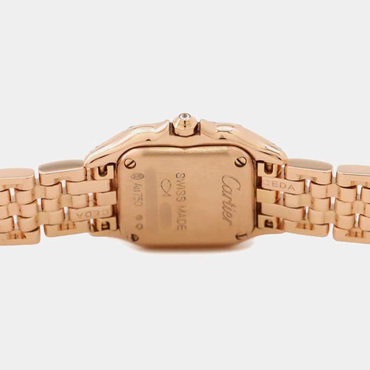 Pre Owned Cartier Silver 18k Rose Gold Panthere De Cartier WJPN0045 Quartz Women's Wristwatch 21 mm