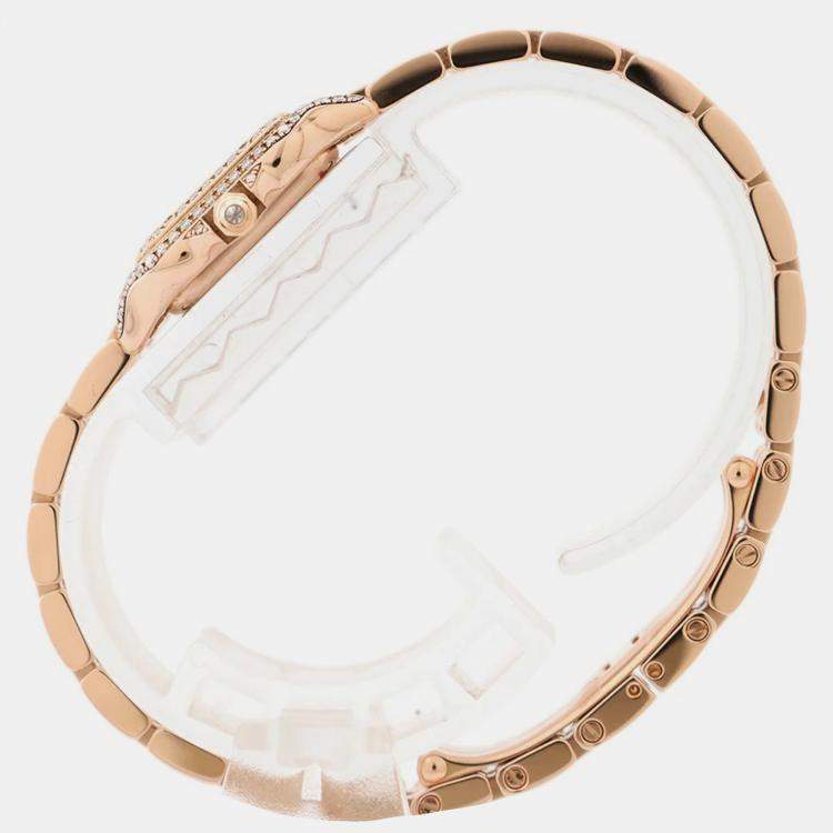 Pre Owned Cartier Silver 18k Rose Gold Panthere De Cartier WJPN0045 Quartz Women's Wristwatch 21 mm