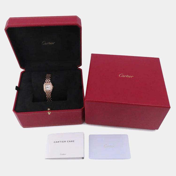 Pre Owned Cartier Silver 18k Rose Gold Panthere De Cartier WJPN0045 Quartz Women's Wristwatch 21 mm