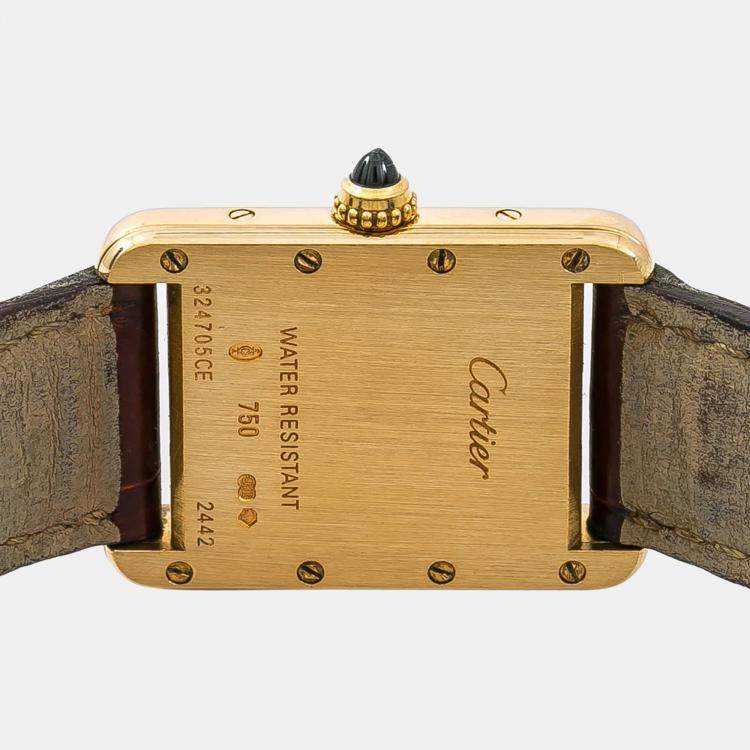 Pre Owned Cartier Tank Louis White 18K Yellow Gold  Quartz Women's Wristwatch 22 mm