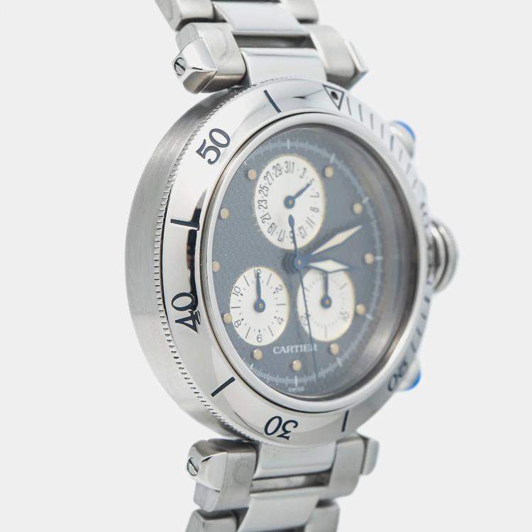 Pre Owned Cartier Grey Stainless Steel Pasha W525395 Quartz Women's Wristwatch 35mm