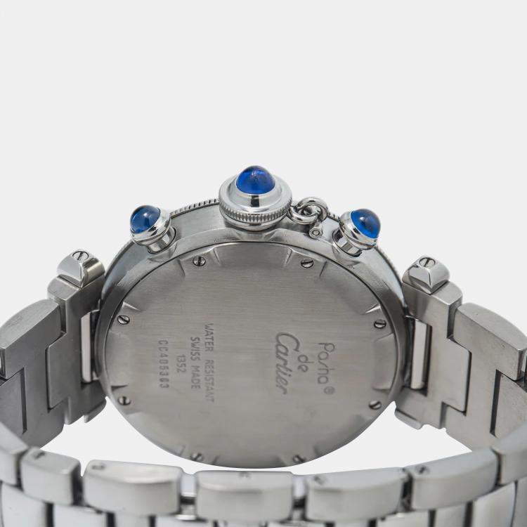 Pre Owned Cartier Grey Stainless Steel Pasha W525395 Quartz Women's Wristwatch 35mm