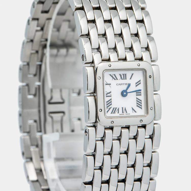 Pre Owned Cartier Panthere Ruban W61001T9 Quartz Mother of Pearl Stainless Steel Women's Wristwatch 21 mm