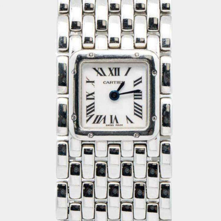 Pre Owned Cartier Panthere Ruban W61001T9 Quartz Mother of Pearl Stainless Steel Women's Wristwatch 21 mm