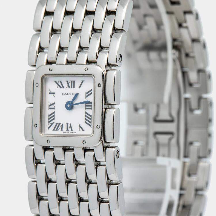Pre Owned Cartier Panthere Ruban W61001T9 Quartz Mother of Pearl Stainless Steel Women's Wristwatch 21 mm