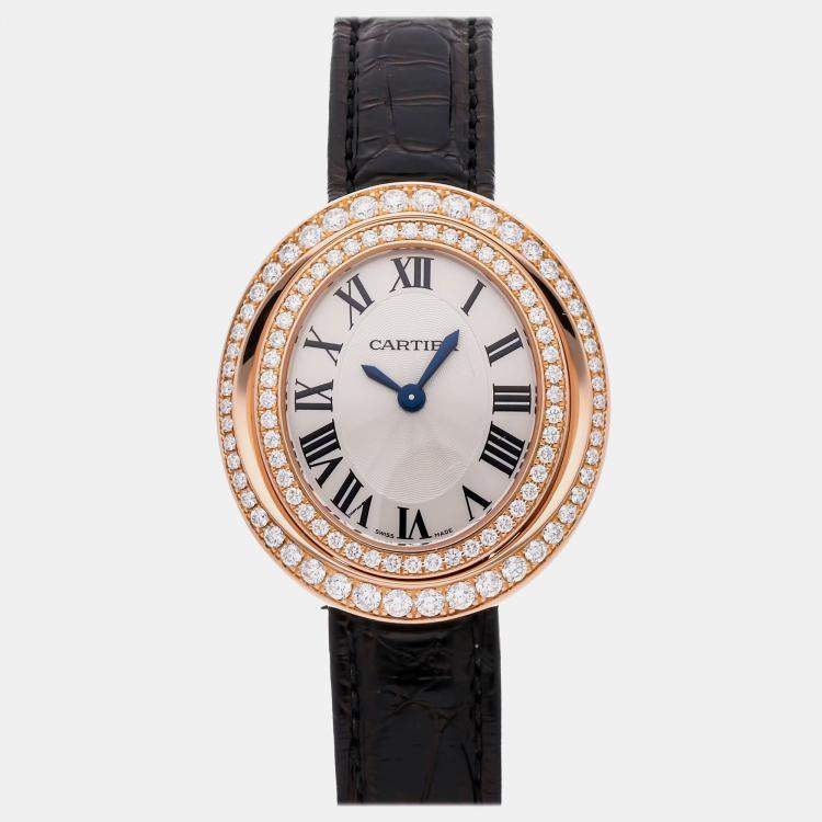 Pre Owned Cartier Hypnose WJHY0006 Quartz Rose Gold Silver Dial Women's Wristwatch 30mm