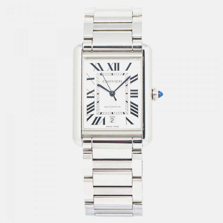 Pre Owned Cartier Tank Must 4324 Silver Stainless-Steel Automatic Women's Wristwatch 31 mm