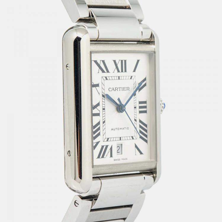 Pre Owned Cartier Tank Must 4324 Silver Stainless-Steel Automatic Women's Wristwatch 31 mm