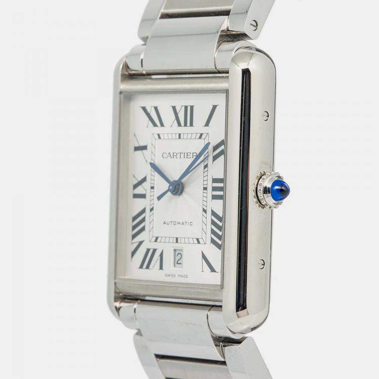 Pre Owned Cartier Tank Must 4324 Silver Stainless-Steel Automatic Women's Wristwatch 31 mm