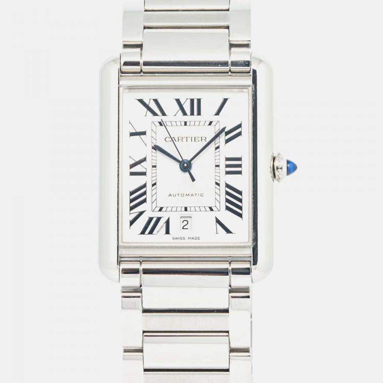 Pre Owned Cartier Tank Must 4324 Silver Stainless-Steel Automatic Women's Wristwatch 31 mm
